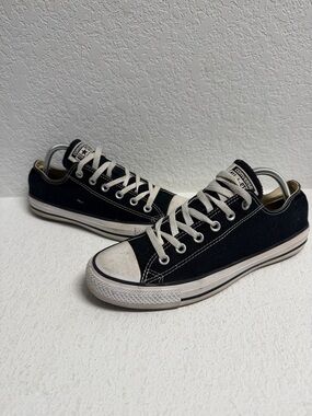 Converse Black Low Top Canvas Sneakers with White Accents W 10 M 8